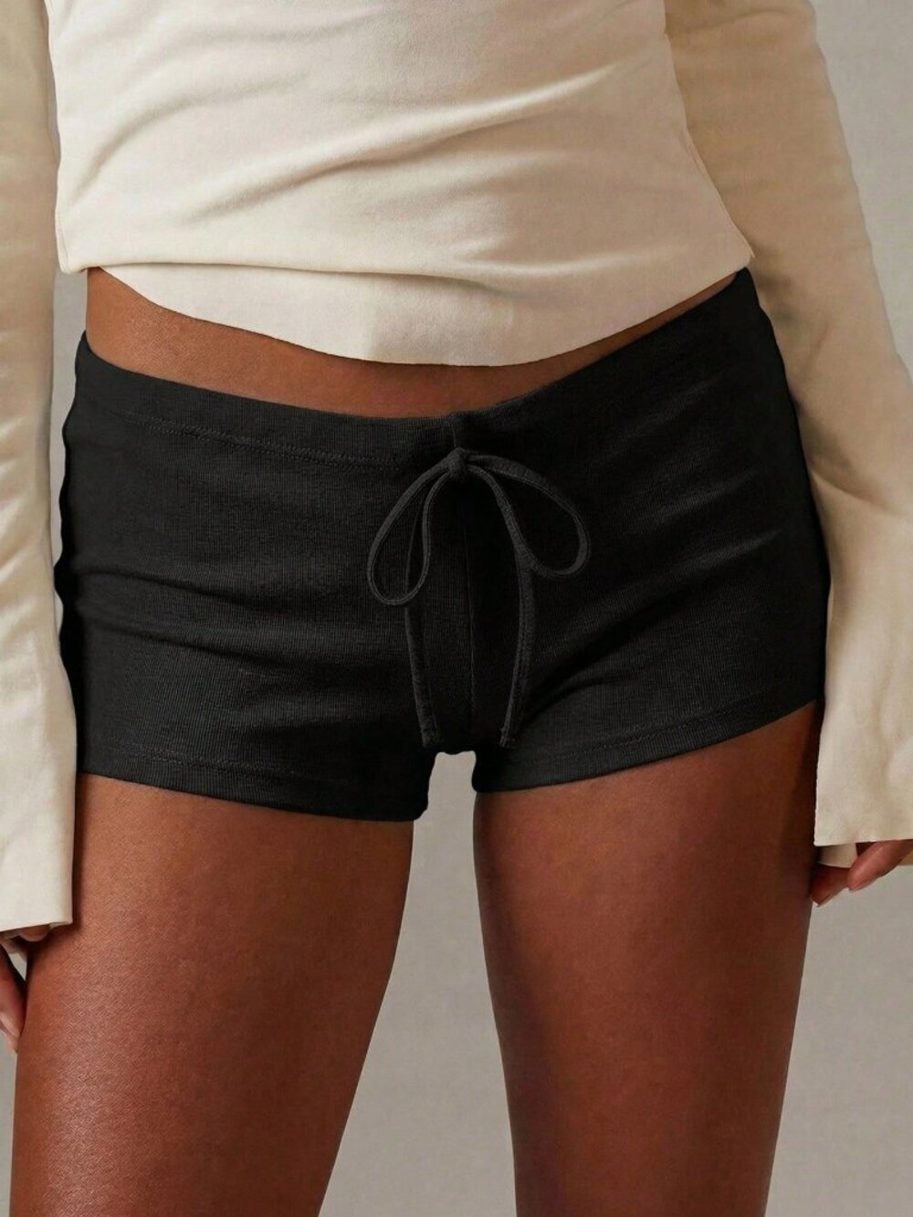 Black Casual Women's Knit Shortt